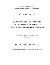 Luận văn Xây dựng văn hoá doanh nghiệp cho các doanh nghiệp Việt Nam trong xu thế hội nhập kinh tế quốc tế