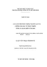 Luận văn Các giải pháp huy động nguồn lực tài chính cho đầu tư phát triển tỉnh An Giang đến năm 2010