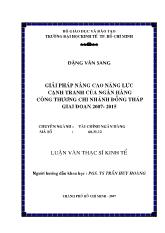 Luận văn Giải pháp nâng cao năng lực cạnh tranh của Ngân hàng Công thương chi nhánh Đồng Tháp giai đoạn 2007 – 2015