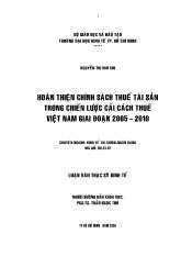 Luận văn Hoàn thiện chính sách thuế tài sản trong chiến lược cải cách thuế Việt Nam giai đoạn năm 2005 – 2010