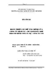 Luận văn Hoàn thiện cơ chế tài chính của Công ty Dịch vụ - Du lịch dầu khí theo mô hình Công ty mẹ - Công ty con