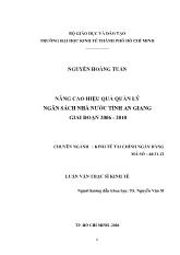 Luận văn Nâng cao hiệu quả quản lý ngân sách Nhà nước tỉnh An Giang giai đoạn 2006 – 2010