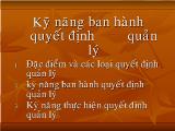 Bài giảng Kỹ năng ban hành quyết định quản lý