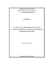 Luận văn Các yếu tố tác động đến kết quảhọc tập của sinh viên chính quy trường đại học kinh tế thành phố Hồ Chí minh