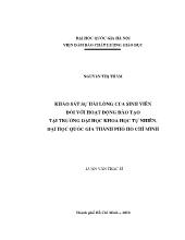 Luận văn Khảo sát sự hài lòng của sinh viên đối với hoạt động đào tạo tại trường đại học Khoa học Tự nhiên, đại học Quốc gia TPHCM