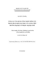 Luận văn N﻿ăng lực ứng dụng công nghệ thông tin trong hoạt động dạy học của giảng viên trường đại học sư phạm - Đại học huế