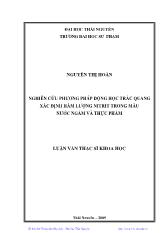 Luận văn Nghiên cứu động học trắc quang xác định hàm lượng nitrit trong mẫu nước ngầm và thực phẩm