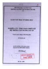 Luận văn Nghiên cứu tính toán thiết kế hệ thống cáp ngầm cao áp