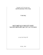 Luận văn Phát hiện quan hệ ngữ nghĩa nguyên nhân-Kết quả từ các văn bản