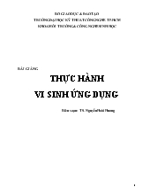 Bài giảng Thực hành vi sinh ứng dụng - Nguyễn Hoài Hương