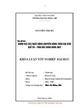 Đề tài Đánh giá các hoạt động khuyến nông trên địa bàn quế võ tỉnh bắc ninh 2007