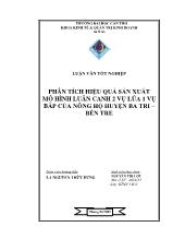 Đề tài Phân tích hiệu quả sản xuất mô hình luân canh 2 vụ lúa 1 vụ bắp của nông hộ huyện ba tri –bến tre