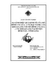 Đề tài So sánh hiệu quả kinh tế của mô hình 1 vụ lúa - 1 vụ đậu nành- 1 vụ khoai lang với mô hình 2 vụ lúa- 1 vụ khoai lang tại huyện Bình Tân - Vĩnh Long