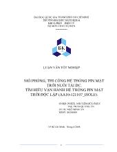 Luận văn Mô phỏng, thi công hệ thống pin mặt trời nuôi tải DC, tìm hiểu vận hành hệ thống pin mặt trời độc lập (AA10-121107_ISOLE)