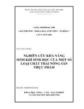 Luận văn Nghiên cứu khả năng sinh khí sinh học của một số loại chất thải nông sản thực phẩm