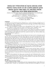 Đề tài Khảo sát tình hình sử dụng kháng sinh trong chăn nuôi và dư lượng kháng sinh trong quầy thịt heo, gà thương phẩm trên địa bàn tỉnh Bình Dương