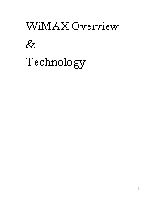 Đề tài WiMAX Overview & Technology