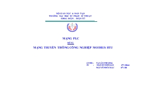 Đồ án Mạng truyền thông công nghiệp modbus RTU (ĐH Sư phạm kĩ thuật)