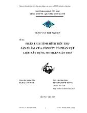 Luận văn Phân tích tình hình tiêu thụ sản phẩm của công ty cổ phần vật liệu xây dựng Motilen Cần Thơ