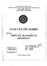 Đồ án Thiết kế trạm biến áp 220/110/22KV