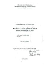Luận văn Khảo sát đặc tính Mômen động cơ điện dung