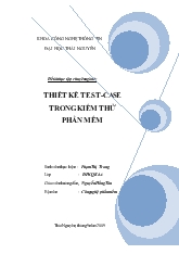 Đề tài Thiết kế Test-Case trong kiểm thử phần mềm