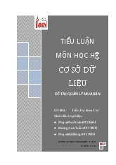 Đề tài Xây dựng cơ sở dữ liệu cho Quản lý mua bán