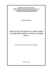 Luận văn Đánh giá mức độ thích ứng nghề nghiệp của sinh viên trường Cao đẳng Sư phạm Sơn La
