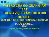 Đồ án Vai trò của cơ quan giám sát trong việc giảm thiểu rủi ro công nghệ thông tin của các tổ chức cung cấp dịch vụ tài chính