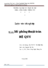 Luận văn Mô phỏng thuật toán đệ quy