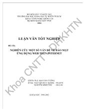 Luận văn Nghiên cứu một số vấn đề về bảo mật ứng dụng Web trên Internet
