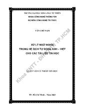 Luận văn Xử lý ngữ nghĩa trong hệ dịch tự động Anh - Việt cho các tài liệu tin học