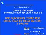 Bài giảng Tin học ứng dụng trong kỹ thuật địa chất và dầu khí - Ứng dụng Excel trong một số bài toán kỹ thuật địa chất và dầu khí