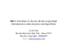 Cấu trúc dữ liệu và giải thuật 2008-2009 - Bài 1: Giới thiệu về cấu trúc dữ liệu và giải thuật