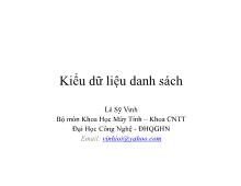 Cấu trúc dữ liệu và giải thuật 2008-2009 - Bài 2: Kiểu dữ liệu danh sách