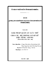 Đề tài Dự án quy hoạch cơ sở dữ liệu và hạ tầng công nghệ thông tin tỉnh Khánh Hòa - Tài liệu giải pháp quản lý lưu trữ cho các hệ thống cơ sở dữ liệu dùng chung