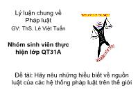 Đề tài Hãy nêu những hiểu biết về nguồn luật của các hệ thống pháp luật trên thế giới