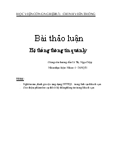 Đề tài Nghiên cứu, đánh giá việc ứng dụng hệ thống thông tin quản lý trong lĩnh vực khách sạn