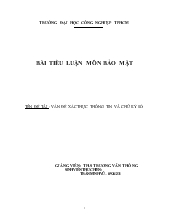 Tiểu luận Vấn đề xác thực thông tin và chữ ký số