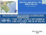 Báo cáo Thủ tục tặng cho quyền sử dụng đất và thủ tục chuyển mục đích sử dụng đất