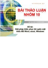 Đề tài Giải pháp khắc phục khi quên mật khẩu MS Word, Excel, Windows