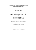 Đề tài Hệ thống quản lý các đại lý