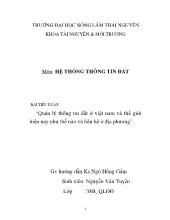 Đề tài Quản lý thông tin đất ở Việt Nam và thế giới hiện nay như thế nào và liên hệ ở địa phương