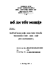 Đồ án Thiết kế giao diện khai thác từ điển tra nghĩa pháp - Anh - việt ( Fev Dictionary)