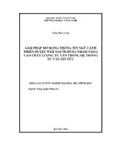 Khóa luận Giải pháp mở rộng thông tin ngữ cảnh phiên duyệt web người dùng nhằm nâng cao chất lượng tư vấn trong hệ thống tư vấn tin tức