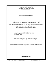 Luận văn Xây dựng nội dung, khung tiêu chí dự báo phát triển Giáo dục vùng khó tỉnh Thái Nguyên đến 2015