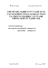 Chuyên đề Nghiên cứu và đề xuất các giải pháp nâng cao độ an toàn và chất lượng phục vụ của hệ thống xe buýt tại Hà Nội
