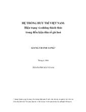 Đề tài Hệ thống hưu trí Việt Nam- Hiện trạng và những thách thức trong điều kiện dân số già hoá