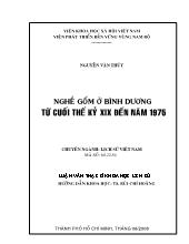 Đề tài Nghề gốm ở Bình Dương từ cuối thế kỷ XIX đến năm 1975