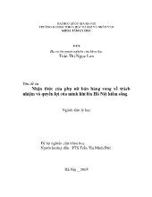 Đề tài nghiên cứu khoa học Nhận thức của phụ nữ bán hàng rong về trách nhiệm và quyền lợi của mình khi lên Hà Nội kiếm sống